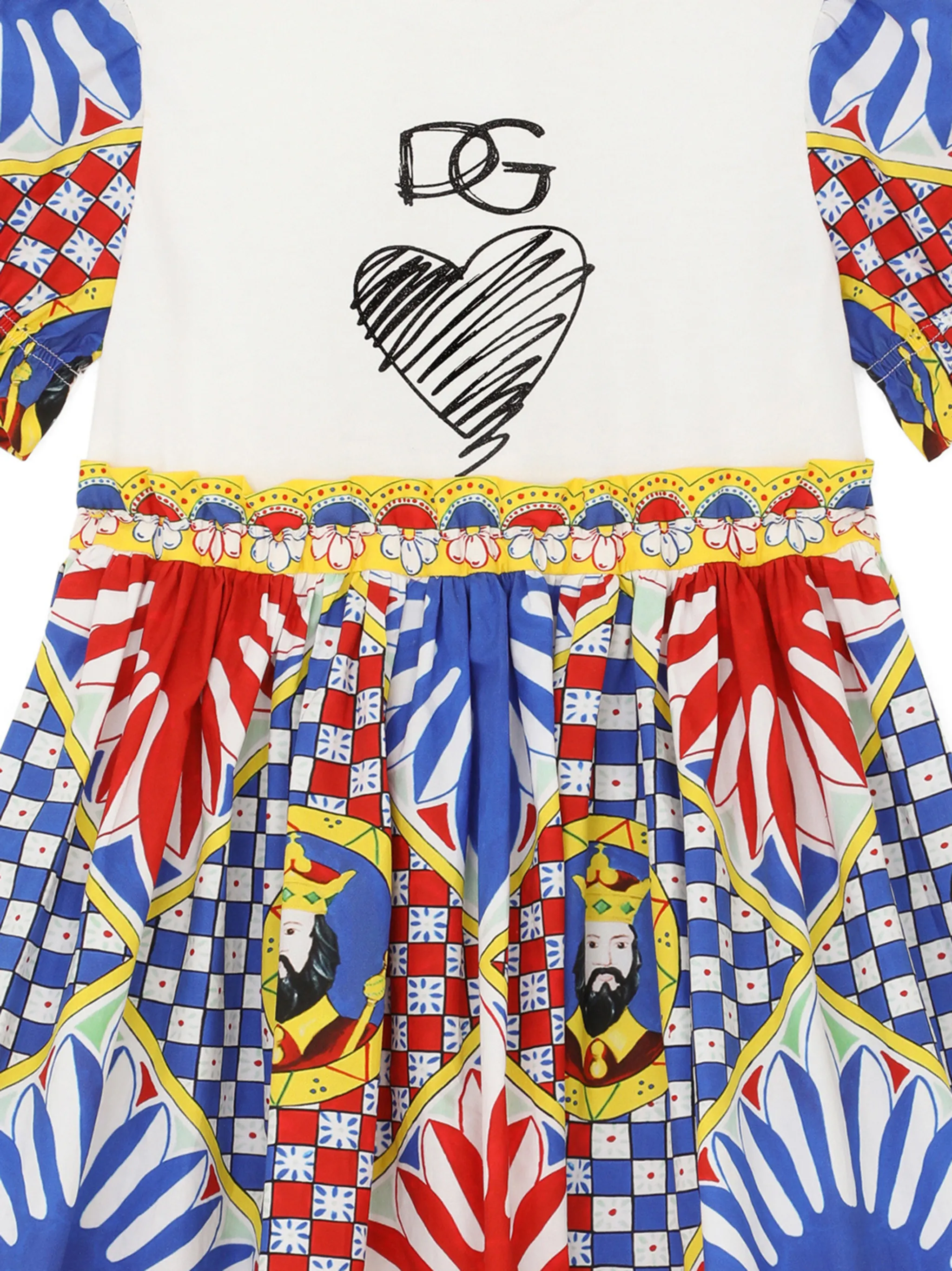 Поплиновое платье с принтом Carretto Dolce & Gabbana Kids, белый — фото 3