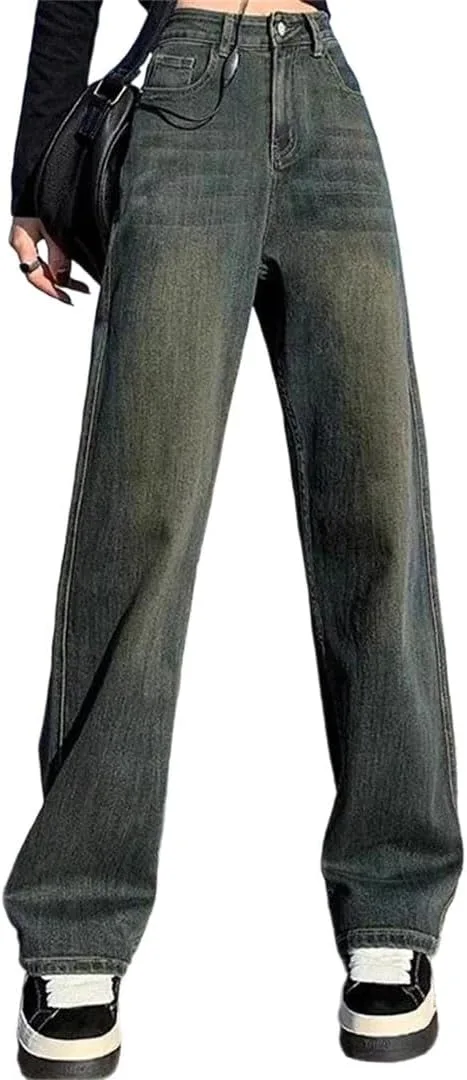 

Женские джинсы с высокой талией и широкими штанинами