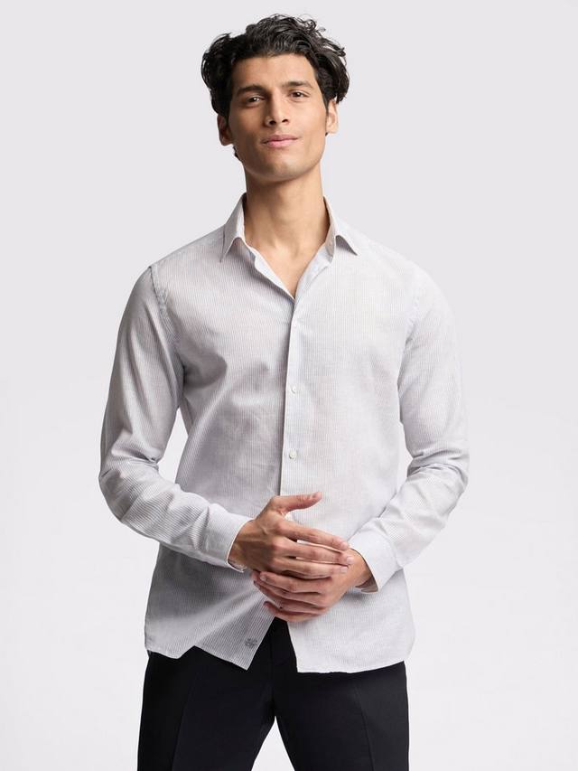 

Футболка Kay Linen Blend Slim Fit в полоску Ted Baker, Duck Egg