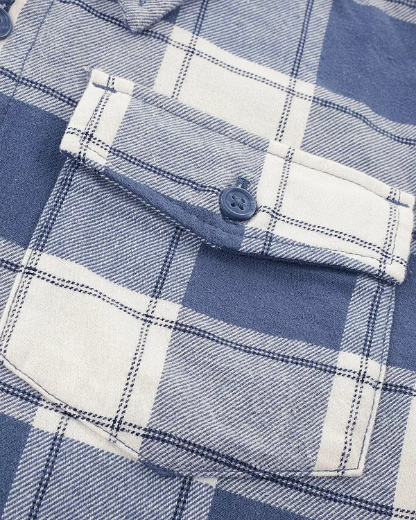Детская фланелевая рубашка с капюшоном Abercrombie & Fitch - для малышей и взрослых. Abercrombie Kids, синий — фото 3