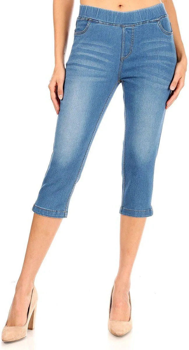 

Jvini женские капри джинсы скинни джеггинсы на резинке с карманами Regular & Plus Size