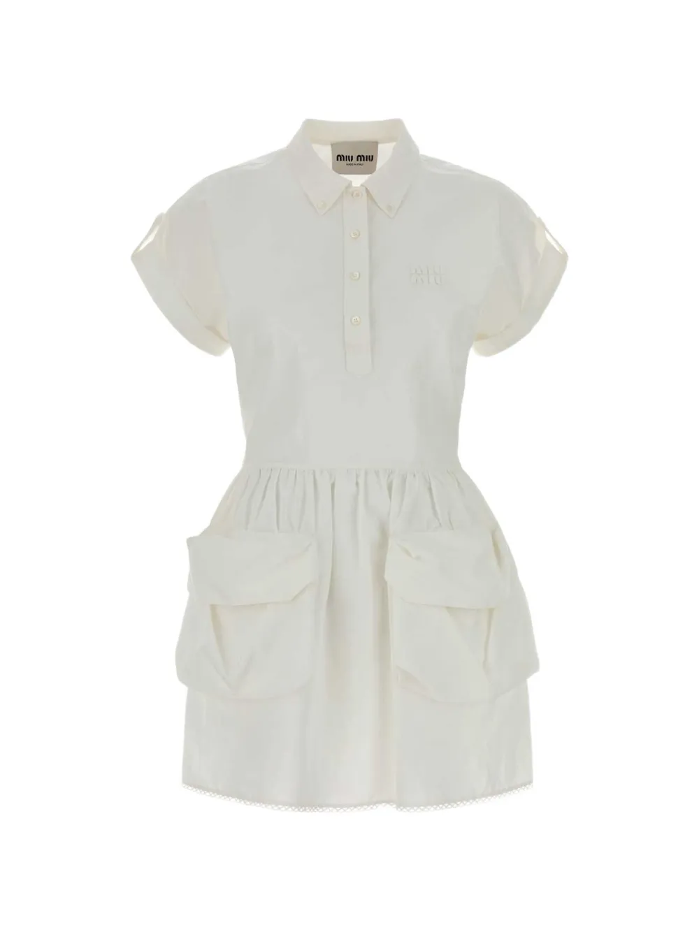 

Мини-платье с украшением в виде логотипа Miu Miu, бежевый