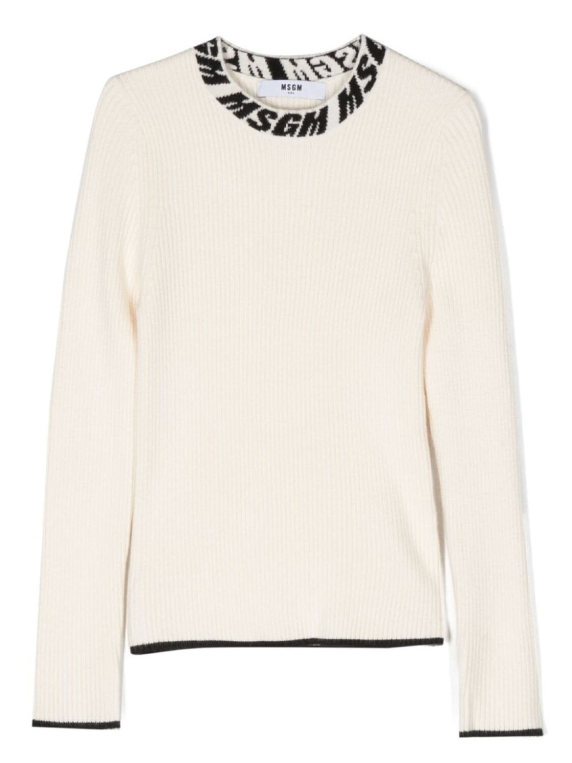 

MSGM Kids джемпер вязки интарсия в рубчик, нейтральный цвет
