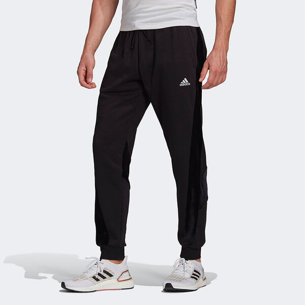Спортивные штаны adidas Velvet Pant M Sports Training Splicing Bundle Feet Knit Long Pants Black, черный — фото 2