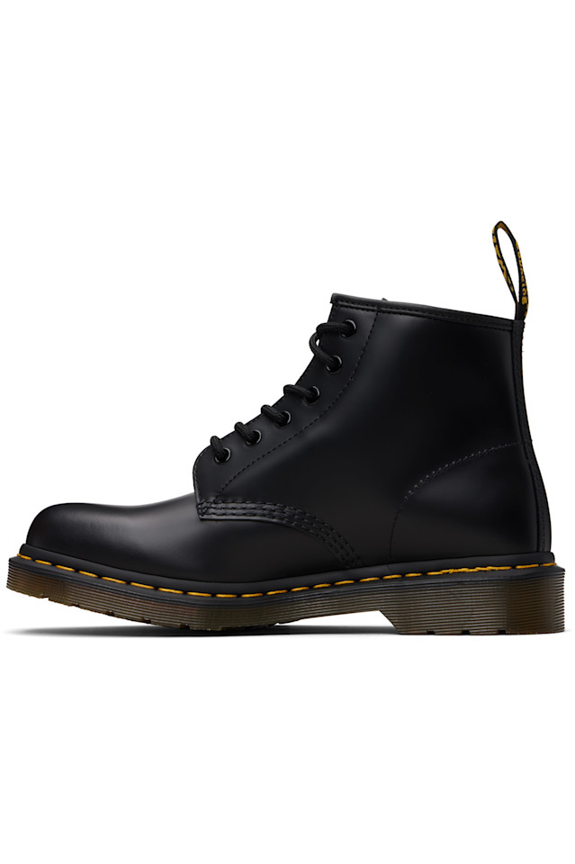 Dr. Martens Черные 101 гладкие кожаные ботильоны с желтой строчкой — фото 3