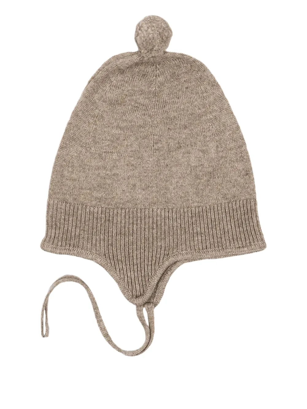 

Шапка в рубчик с помпоном Mattou Konges Sløjd, коричневый