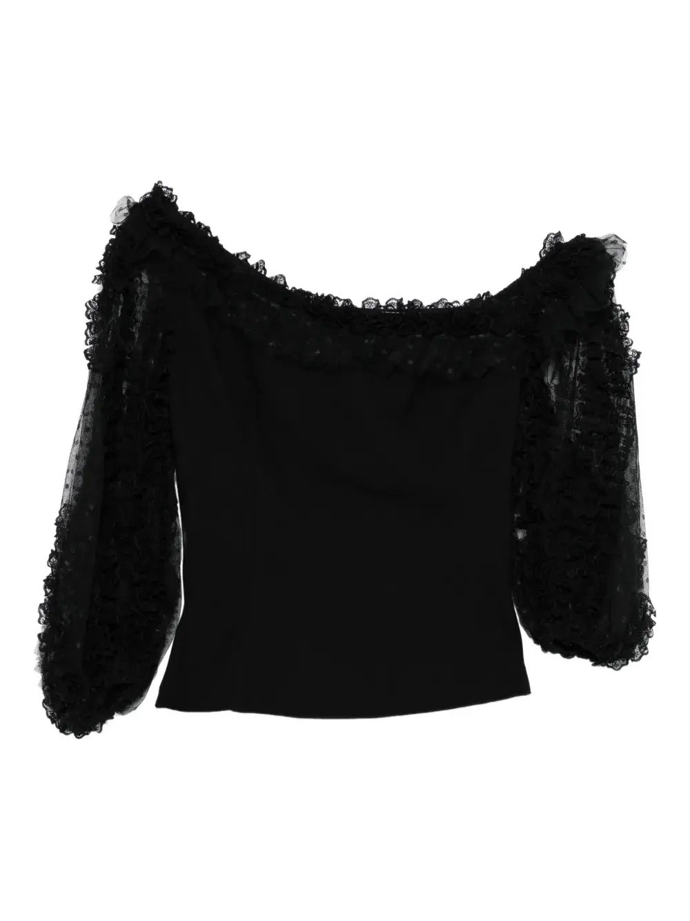 

Блузка с оборками и кружевом Gemy Maalouf, черный