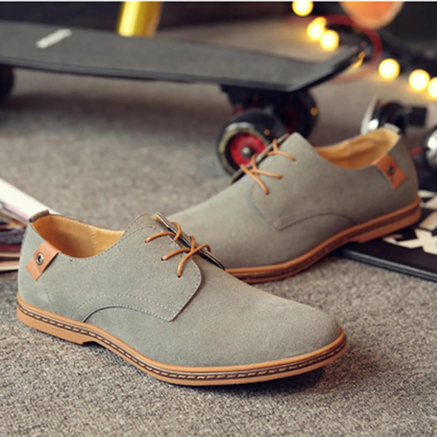 Мужская коричневая туфли Casual Оксфордская бизнес-обувь Кожаная лофер для мужчин Вождение Офис Outdoor Penny Comfort Стильная обувь Generic, серый — фото 2