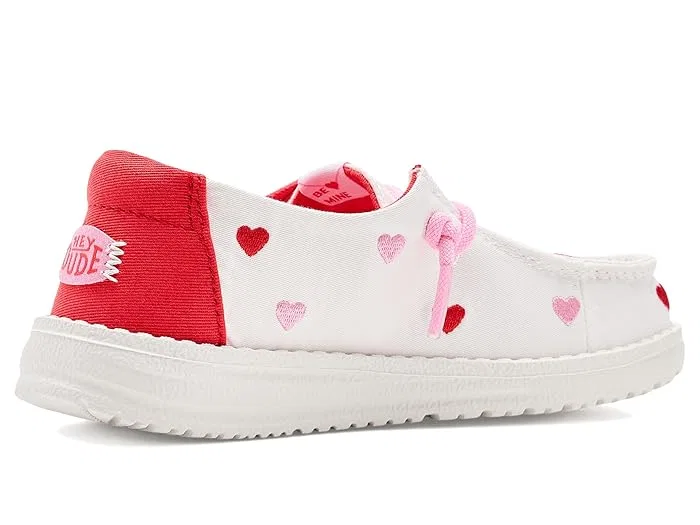 Кроссовки с вышивкой сердечек Wendy Embroidered Hearts Hey Dude Kids, White/Multi — фото 4