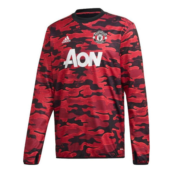 

Толстовка adidas Mufc Pre Wrmtop 20-21 Season Camouflage Manchester United Soccer/Football Training Casual Sports Pullover Red, красный