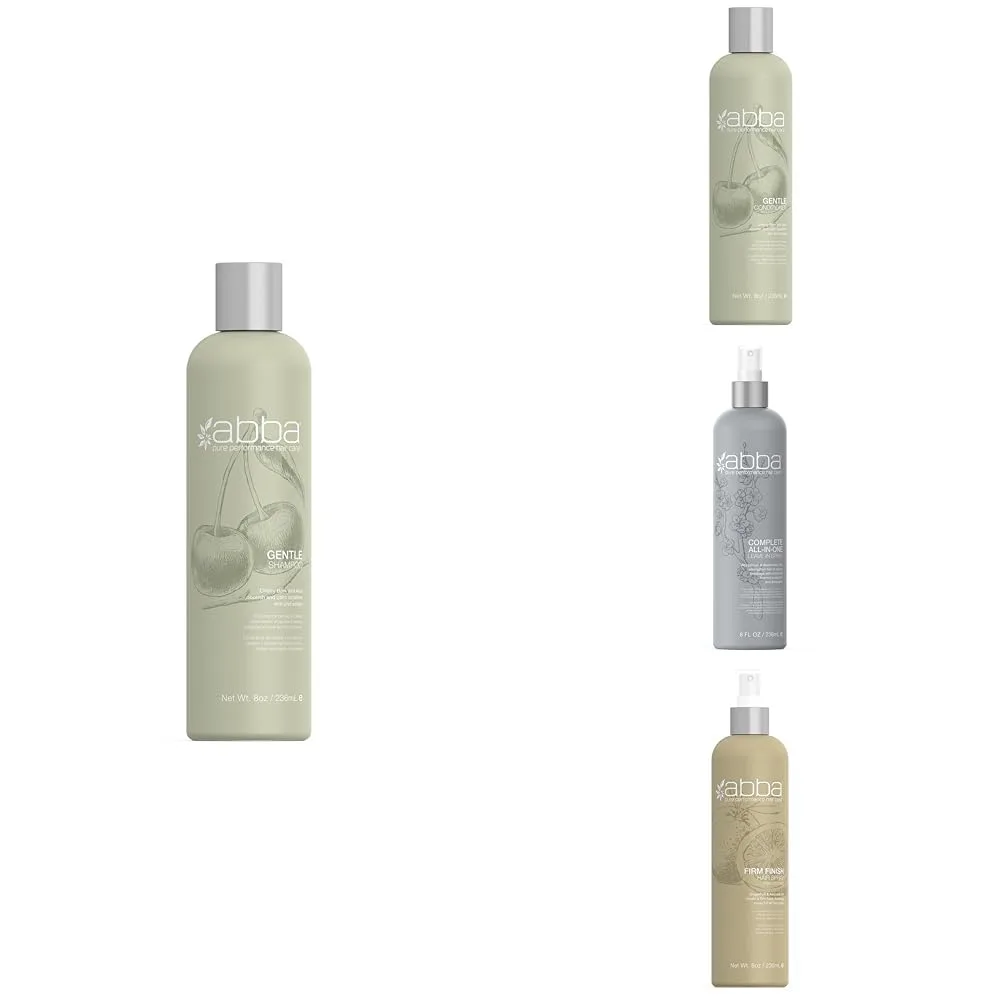 ABBA - Pure Daily Regimen - Спрей для укладки феном Pure Preserving Blow Drying Spray и несмываемый спрей All-in-One Leave-In Spray, а также шампунь и кондиционер Pure Gentle в одном флаконе.