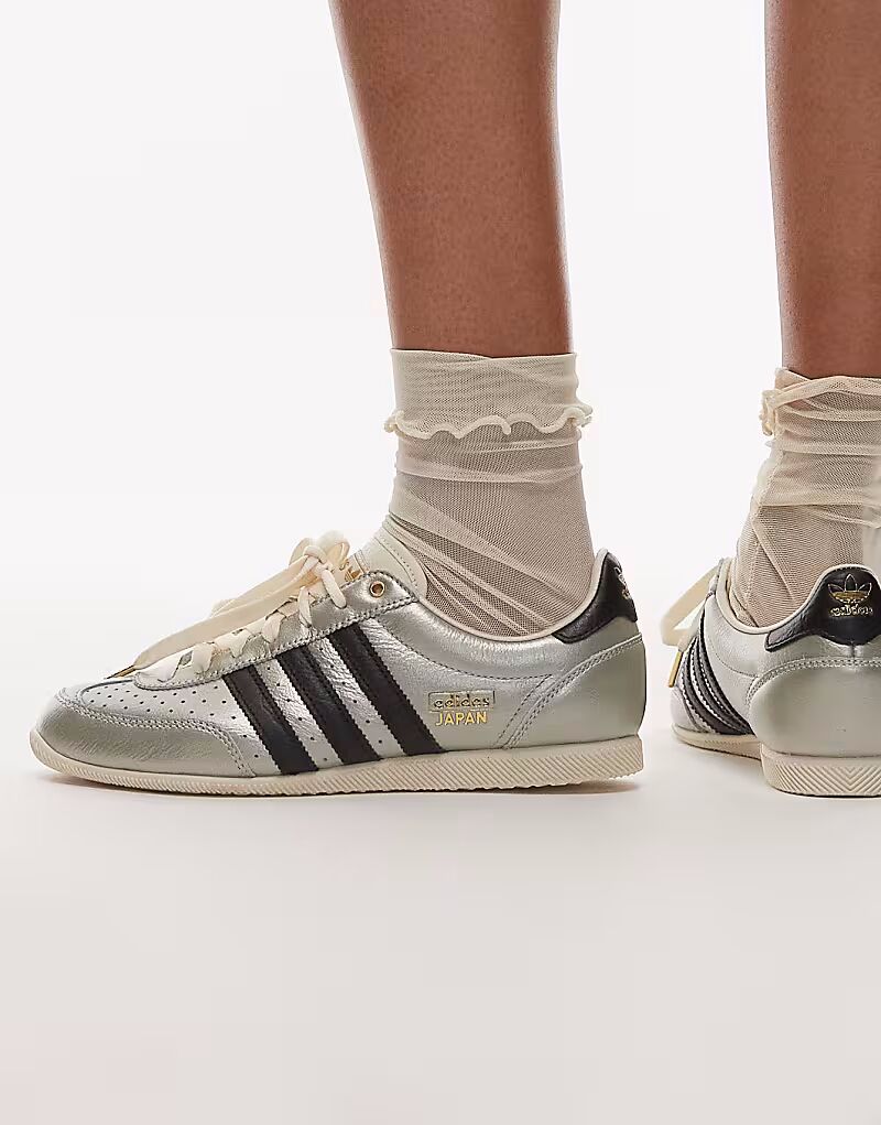 Кроссовки Adidas Originals Japan в цвете металлик серебристый и черный — фото 3