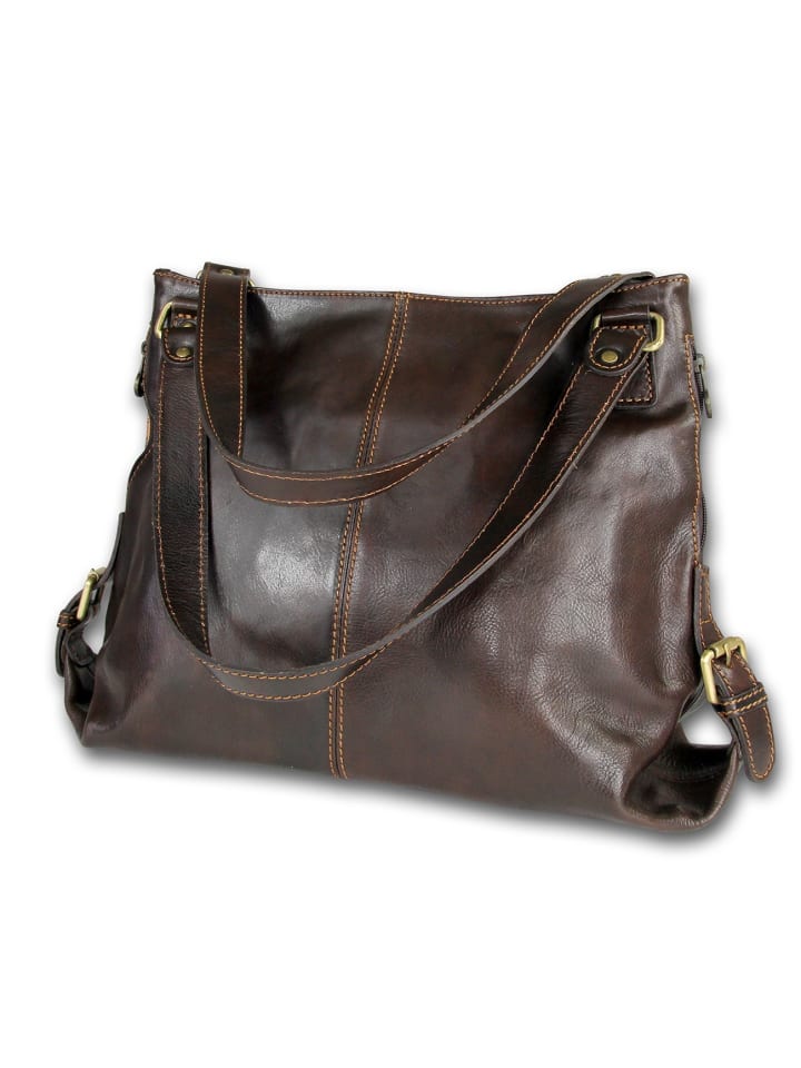 

Кожаная сумка через плечо, дамская сумочка, сумка-шоппер Toscanto, коричневая, около 40 см