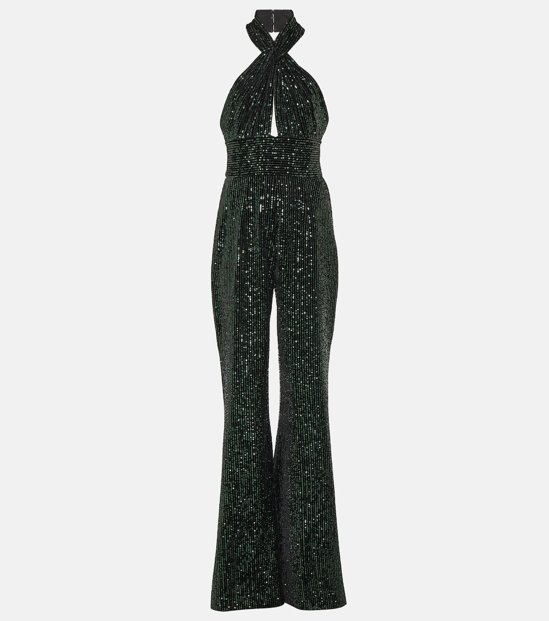 

Расшитый пайетками комбинезон широкого кроя ELIE SAAB, зеленый