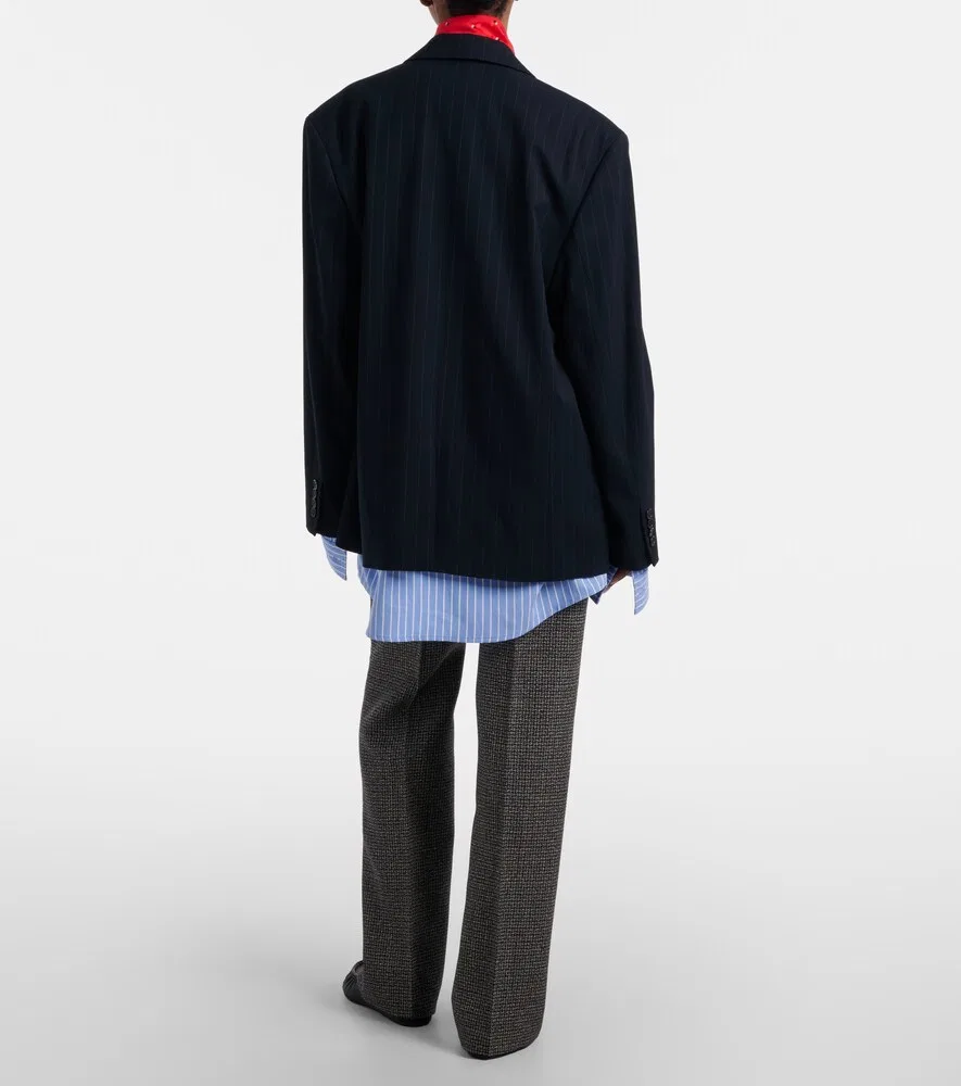 Широкие шерстяные брюки Pekko в клетку «гусиная лапка» Acne Studios, черный — фото 3