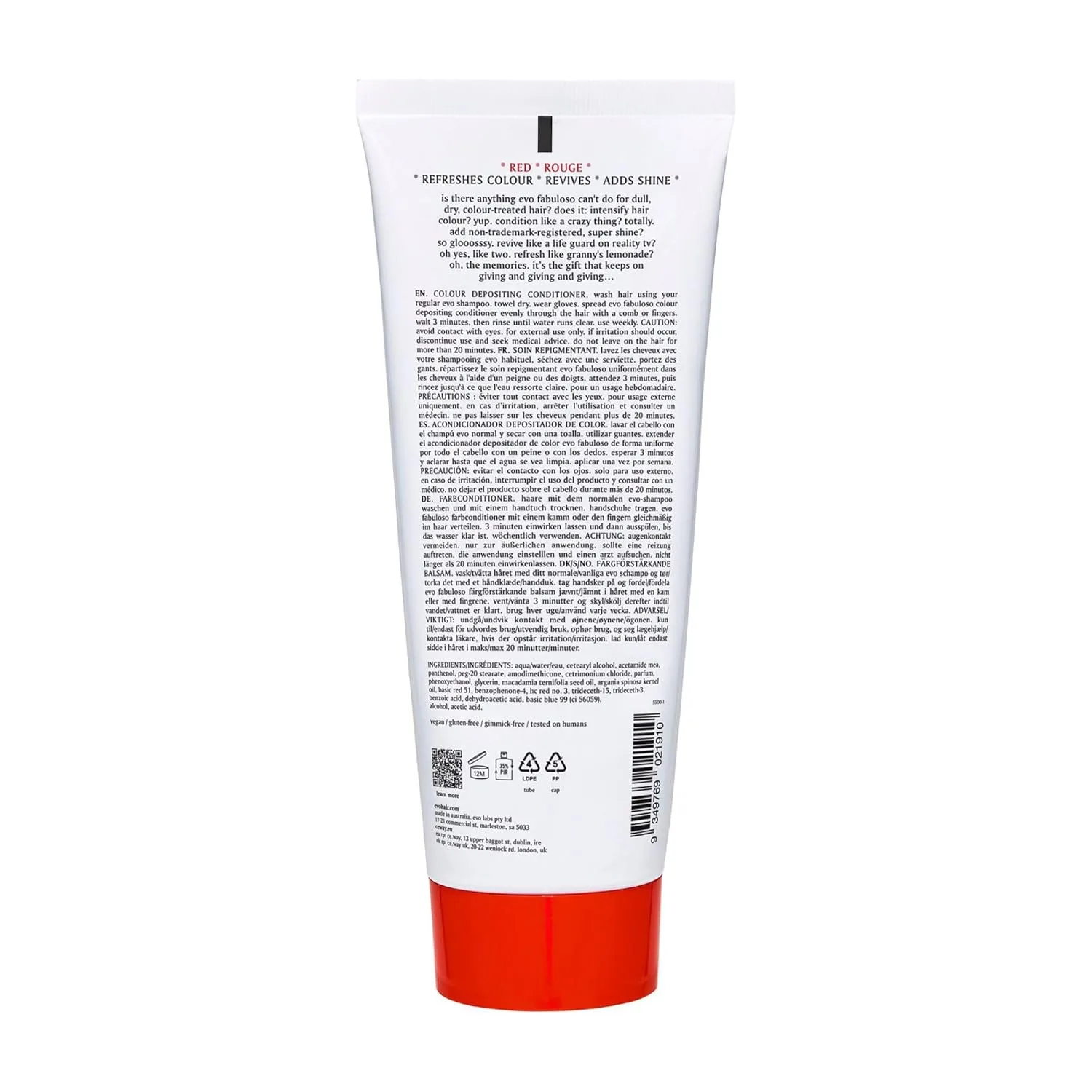 Evo Fabuloso Red Color Depositing Conditioner - кондиционер для мгновенного окрашивания и питания, придает блеск за 3 минуты, 220 мл, brown — фото 2
