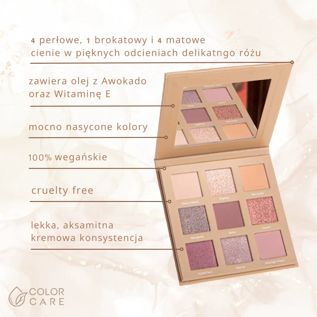 Веганская палетка теней для век Color Care Rose Nude, 22,5 гр — фото 3