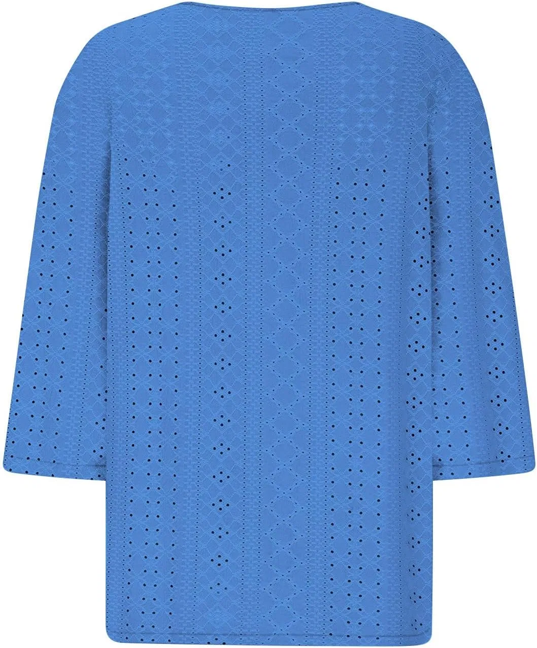 Футболка с V-образным вырезом и кружевными вставками, Generic, Blue — фото 2