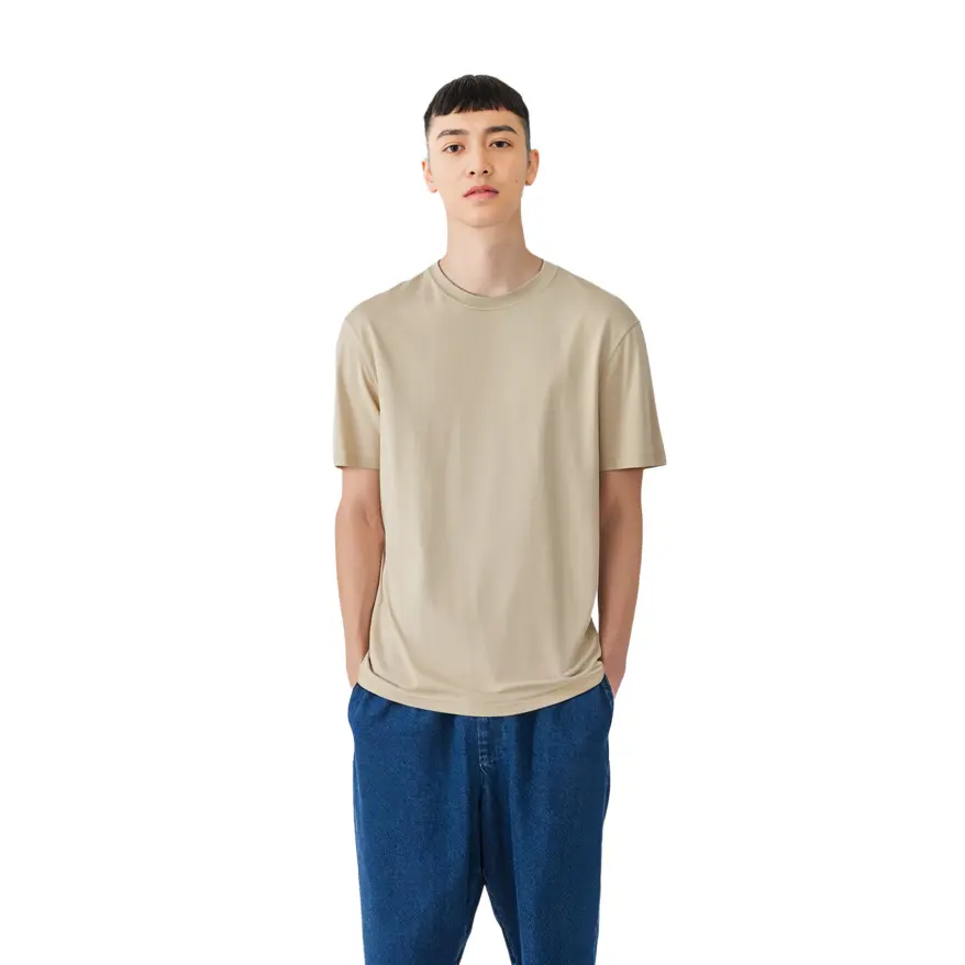Футболка U Collection мужская светло-бежевая Uniqlo, светло-бежевый — фото 3