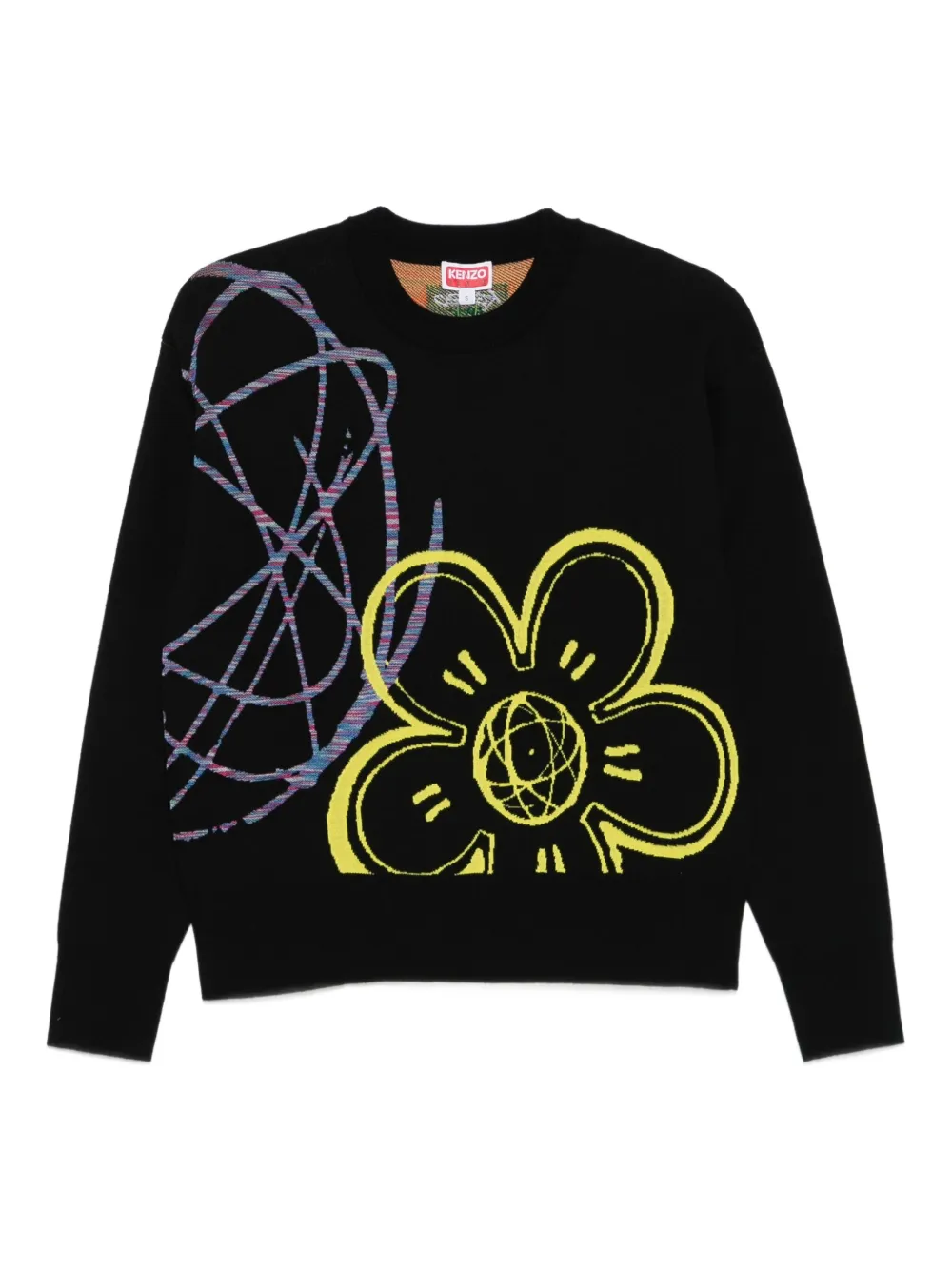 

Свитер с цветочным принтом из коллаборации с Futura 2000 KENZO, черный