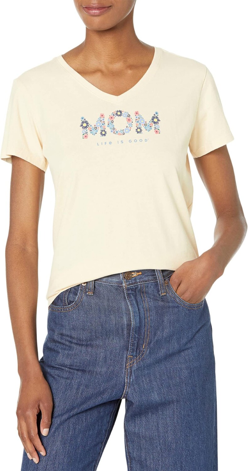 

Пуловер Life is Good Wildflower Mom Short Sleeve CrusherVee, цвет Putty White