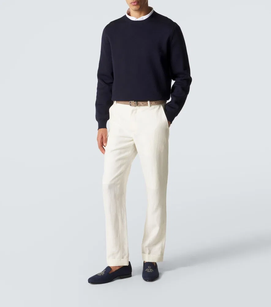 Льняные лоферы Alonzo с вышивкой Ralph Lauren Purple Label, синий — фото 2