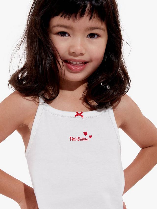 Детские жилеты из хлопка с принтом в виде сердечек Petit Bateau, Pack of 2, White/Red — фото 2