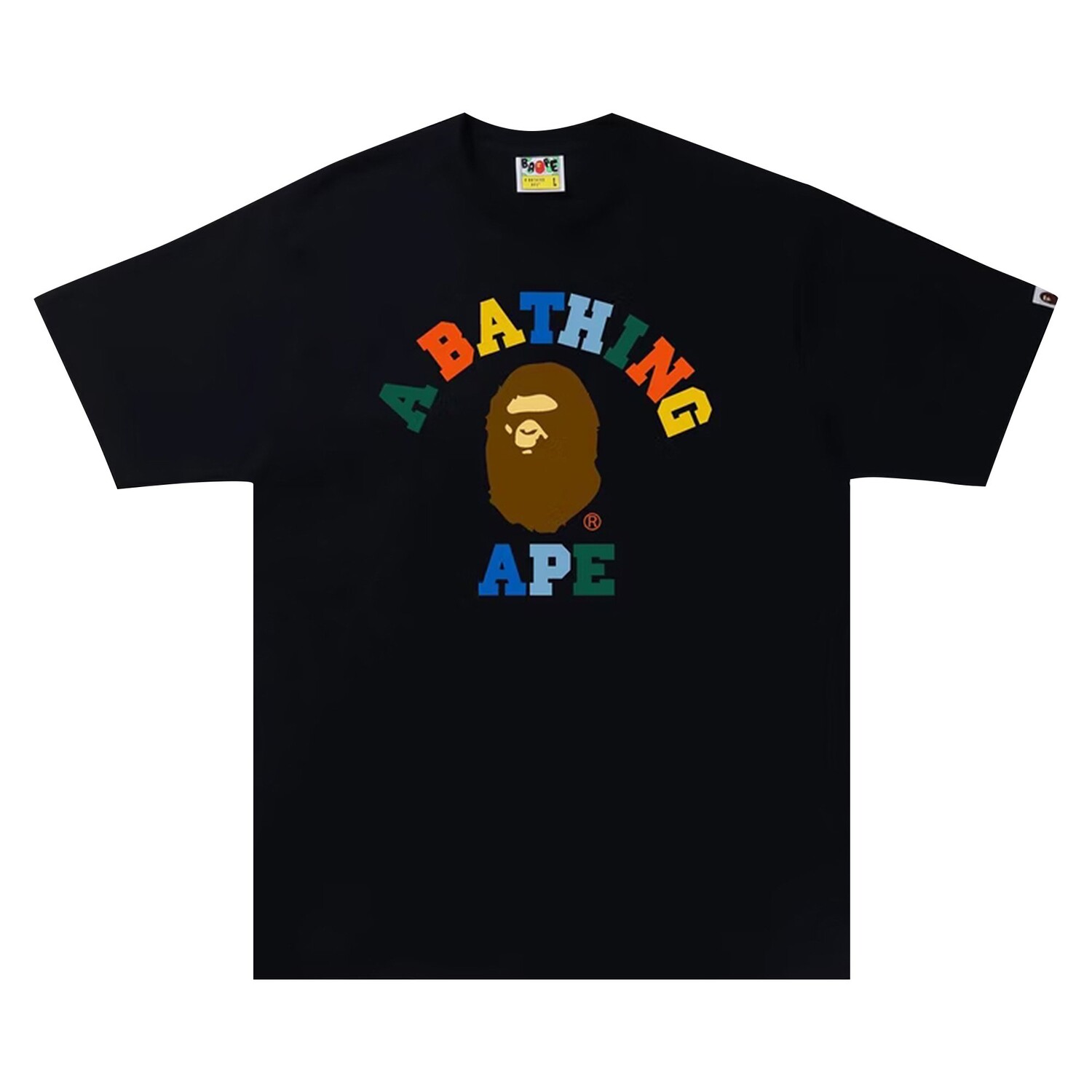 

Футболка колледжа BAPE Colors, черная, Черный, Футболка колледжа BAPE Colors, черная