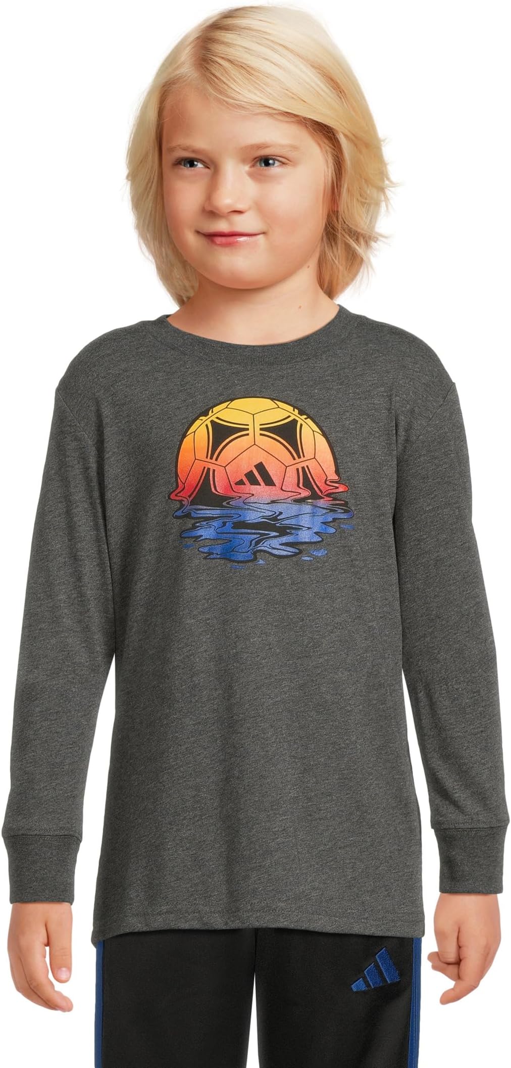 

Футболка adidas Kids Long Sleeve Sport Graphic Heather Tee, цвет Dark Grey Heather