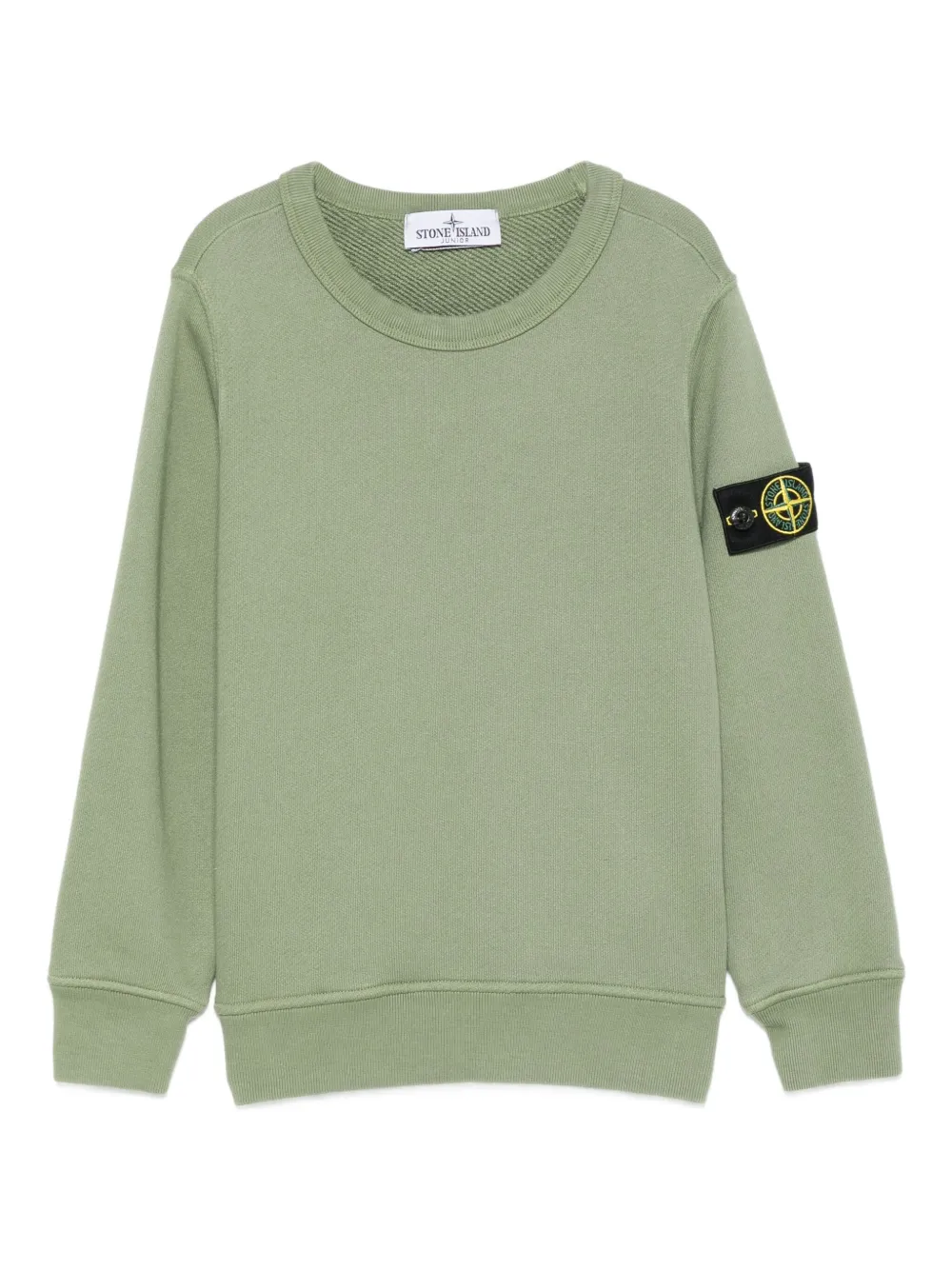 

Свитшот с круглым вырезом и нашивкой с логотипом Stone Island Junior, зеленый