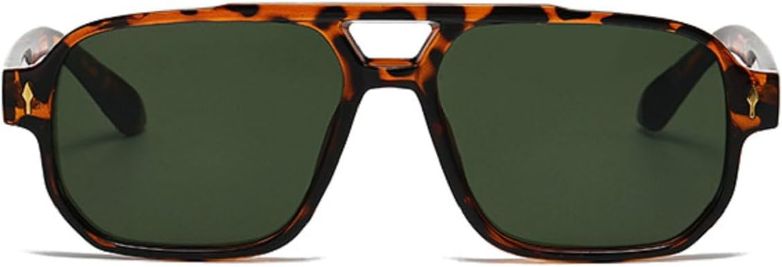 

Модные солнцезащитные очки Polygon Square для женщин, ретро, ​​конфетные цвета, прозрачный градиент, защита от УФ-излучения UV400, мужские солнцезащитные очки 4751 Melrose, Leopard Green