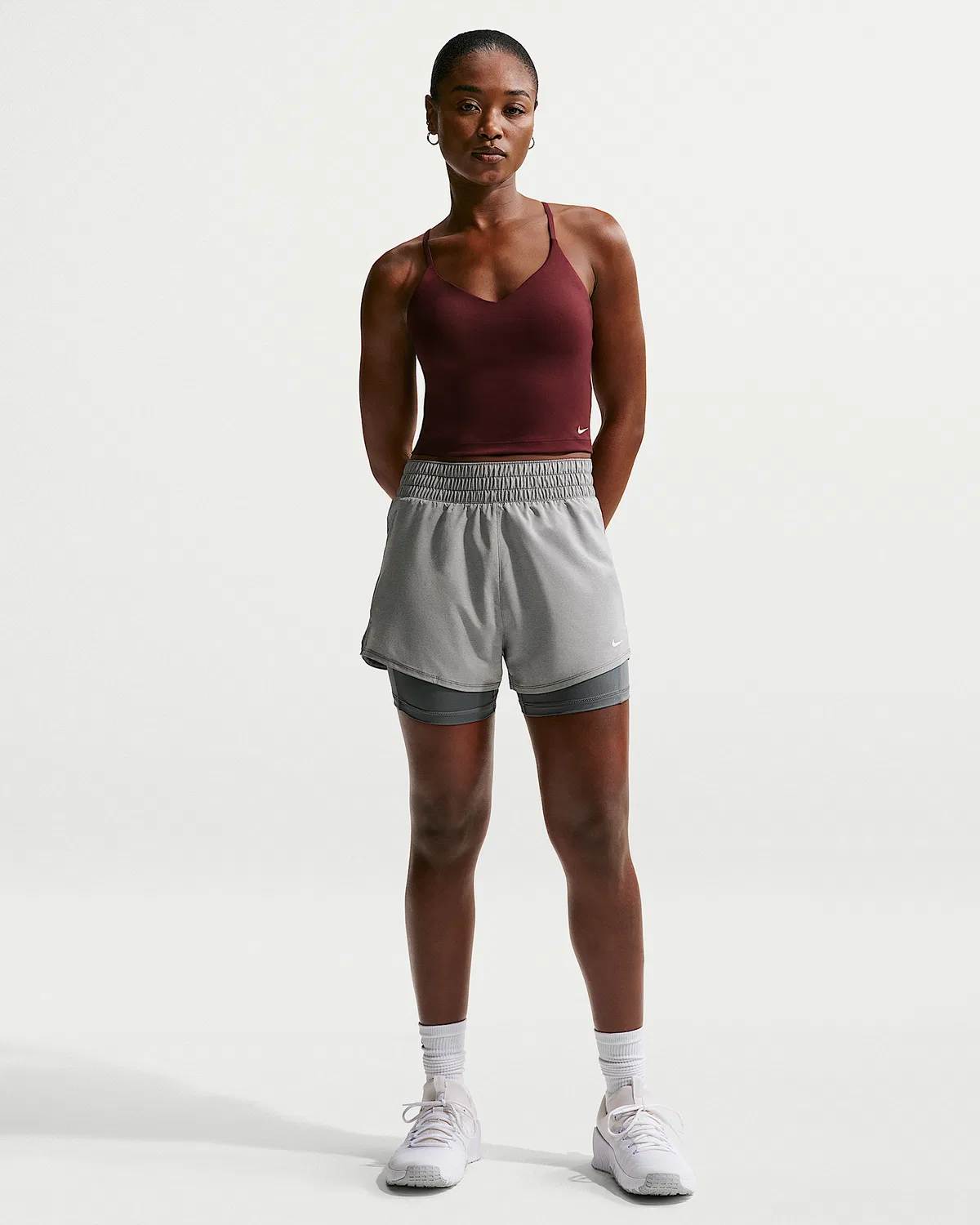 Женские шорты Nike One Dri-FIT с высокой посадкой 3" 2-в-1, Smoke Grey/Heather/White