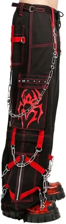 Джинсы с цепями и лямками, Gothic Black Cargo, черный
