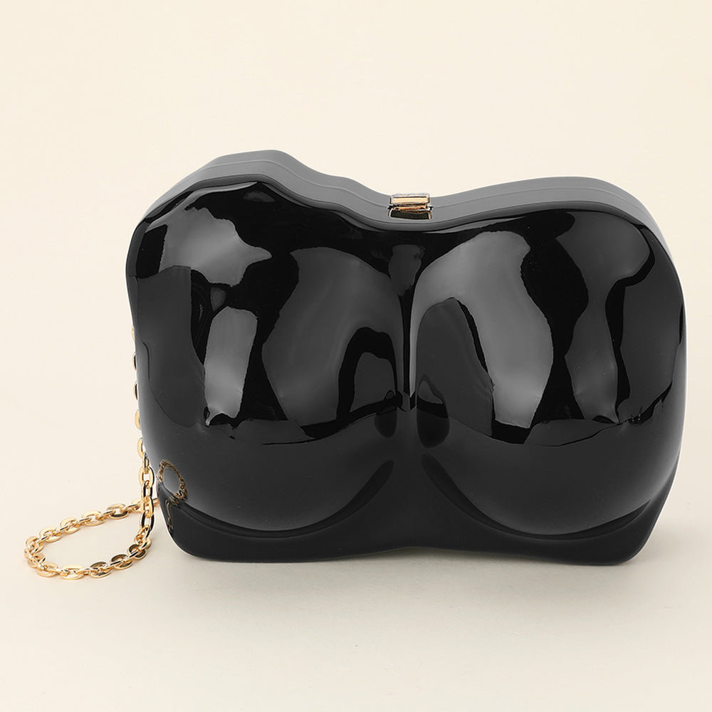 

Металлический клатч скульптурной формы для вечера через плечо FASHNZFAB, Gun Metal