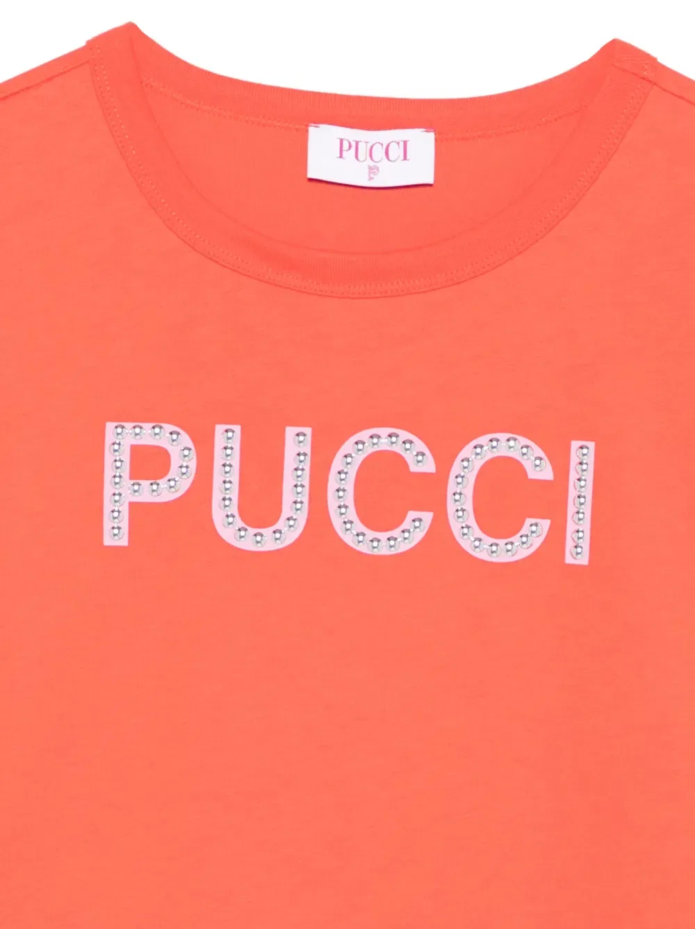 Футболка с логотипом, украшенным стразами Pucci Junior, красный — фото 3