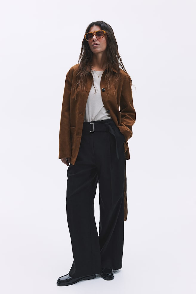

Широкие брюки с поясом H&M, черный
