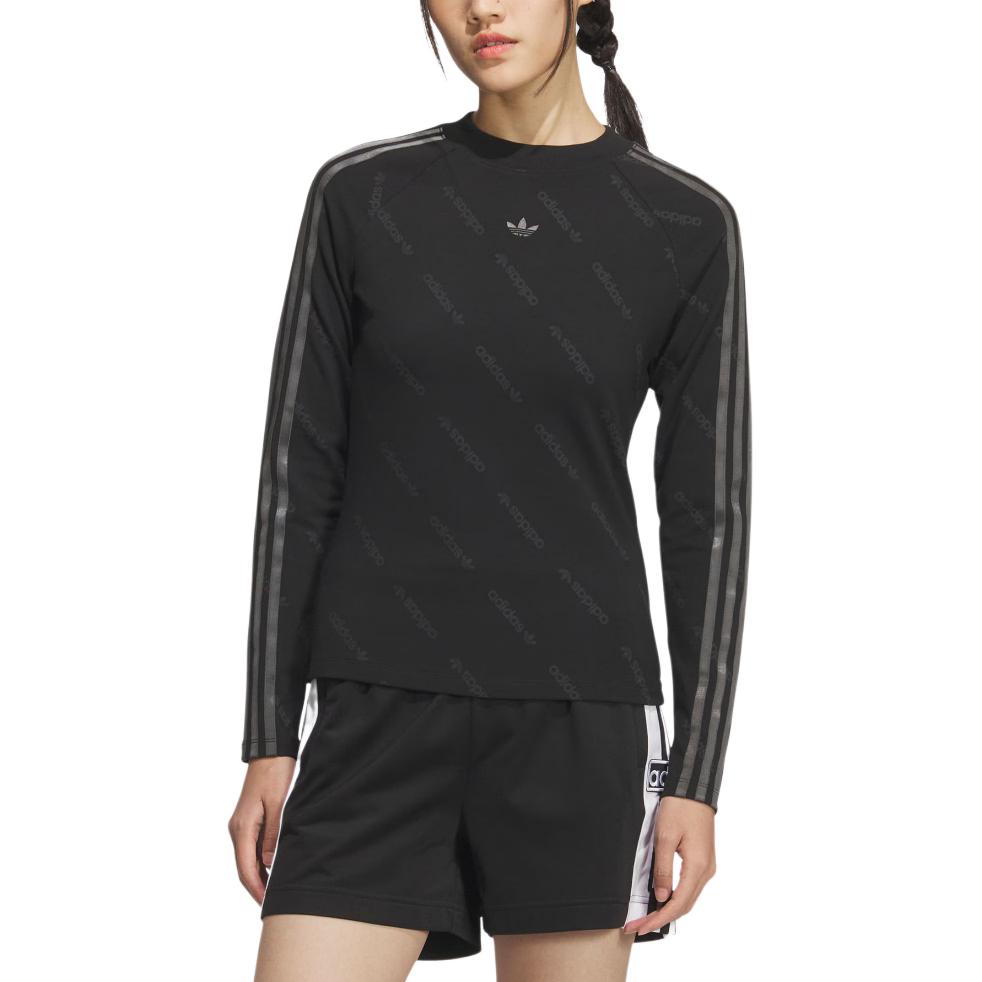Футболка с рукавом реглан SS25 для женщин Adidas Originals, черный/темно-серый — фото 2