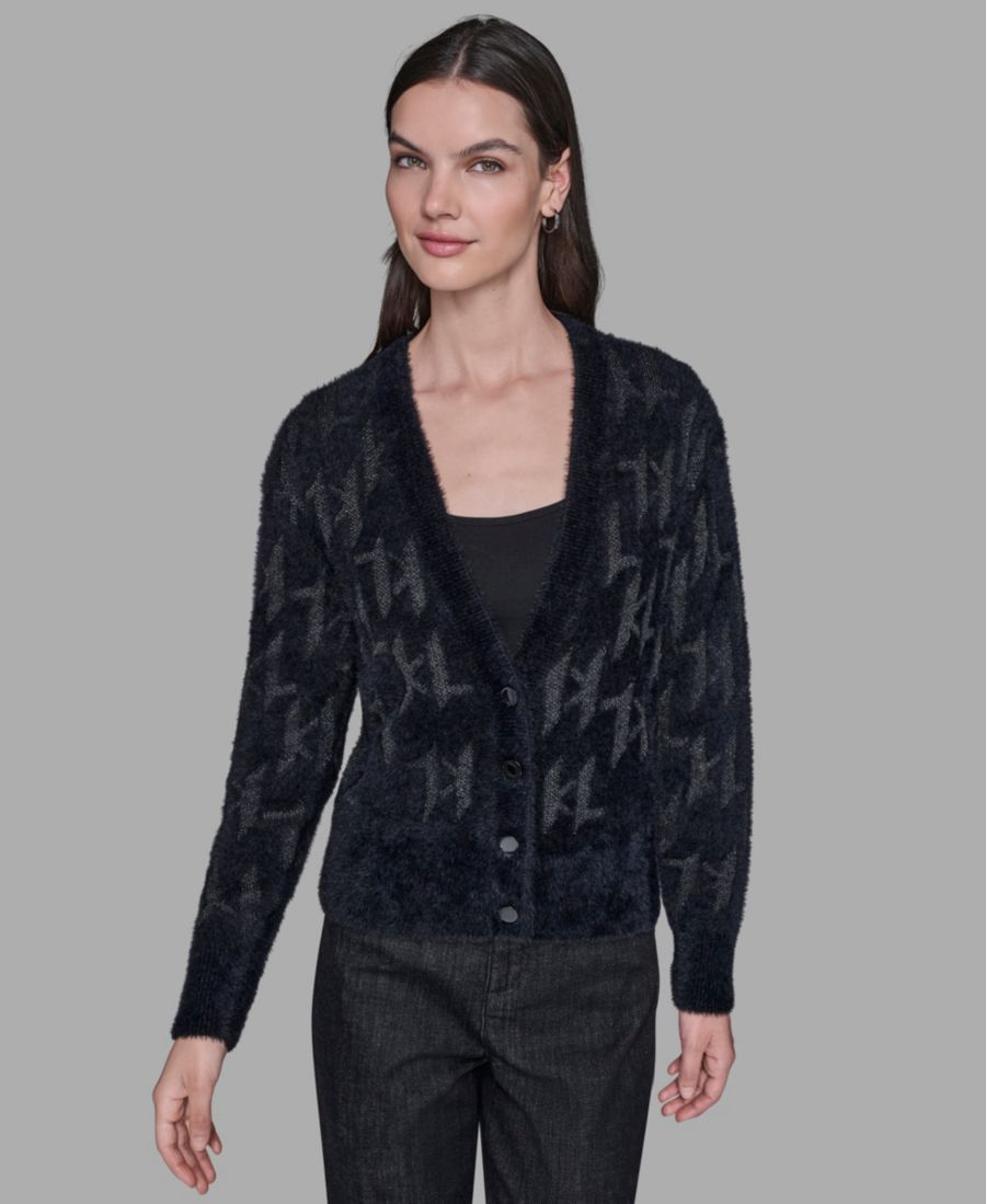 

Женский свитер с V-образным вырезом и логотипом KARL LAGERFELD PARIS, Black