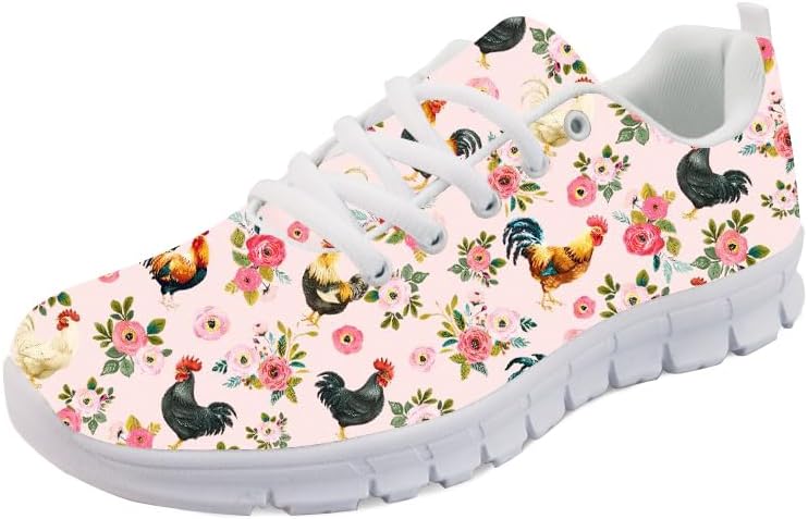 

Кроссовки Forchrinse Hawaiian Corgi Palm для бега для мужчин и женщин, мягкие спортивные, для тренажерного зала и джоггинга, Rooster Floral