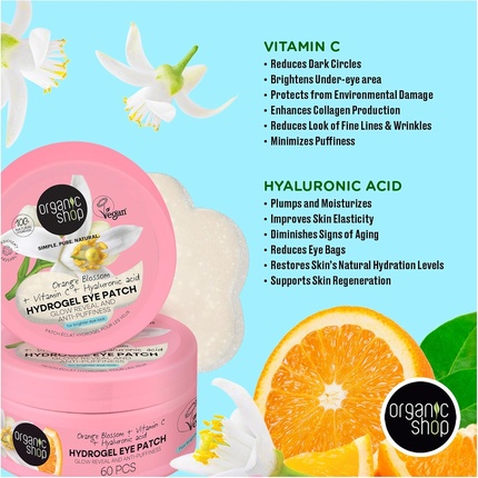 Гидрогелевые патчи для глаз Orange Blossom Skincare Glow Reveal и Anti-Aging Organic Shop — фото 2