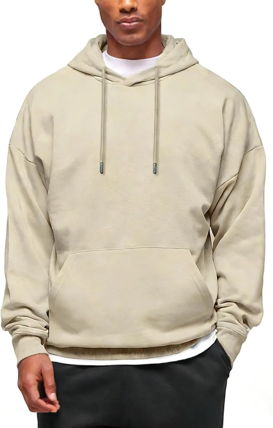 

Толстовка мужская Oversized Fleece с капюшоном и карманом Kangaroo, черная Chaierfei