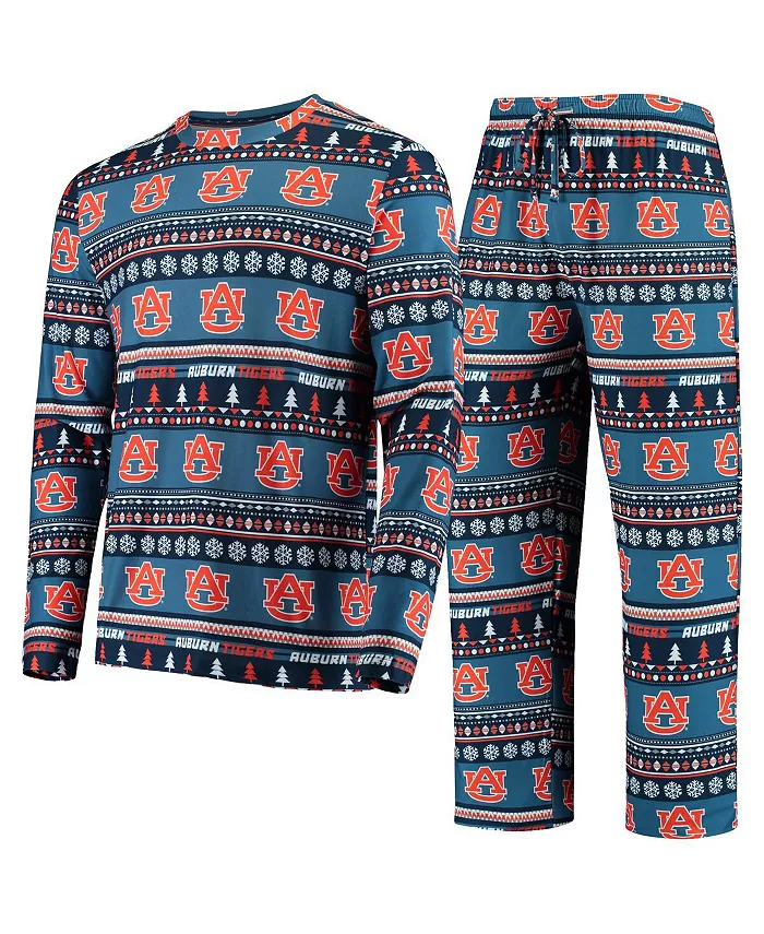 

Мужской комплект из трикотажного свитера с длинным рукавом и брюк "Ugly Sweater" Auburn Tigers в темно-синем цвете Concepts Sport