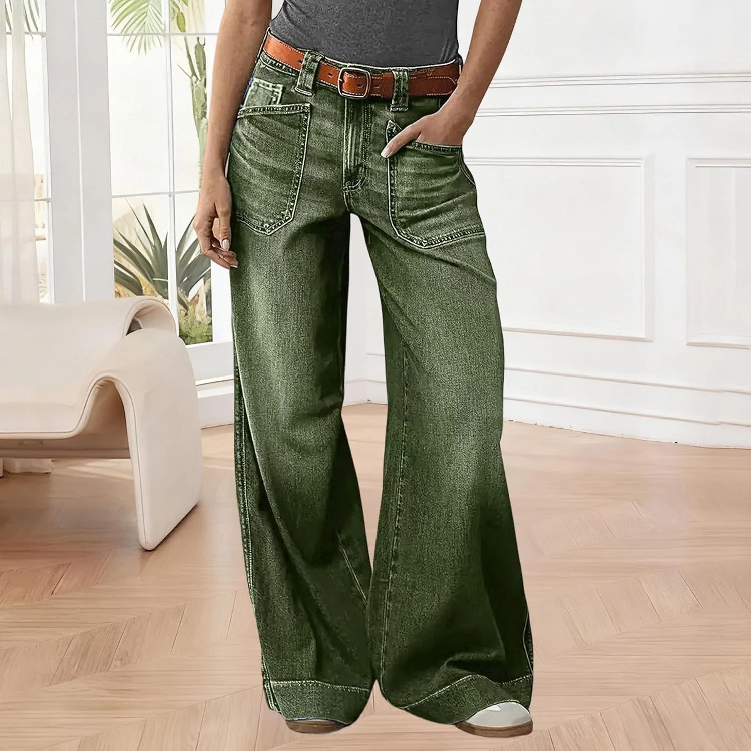 Джинсы свободные Army Green — фото 2