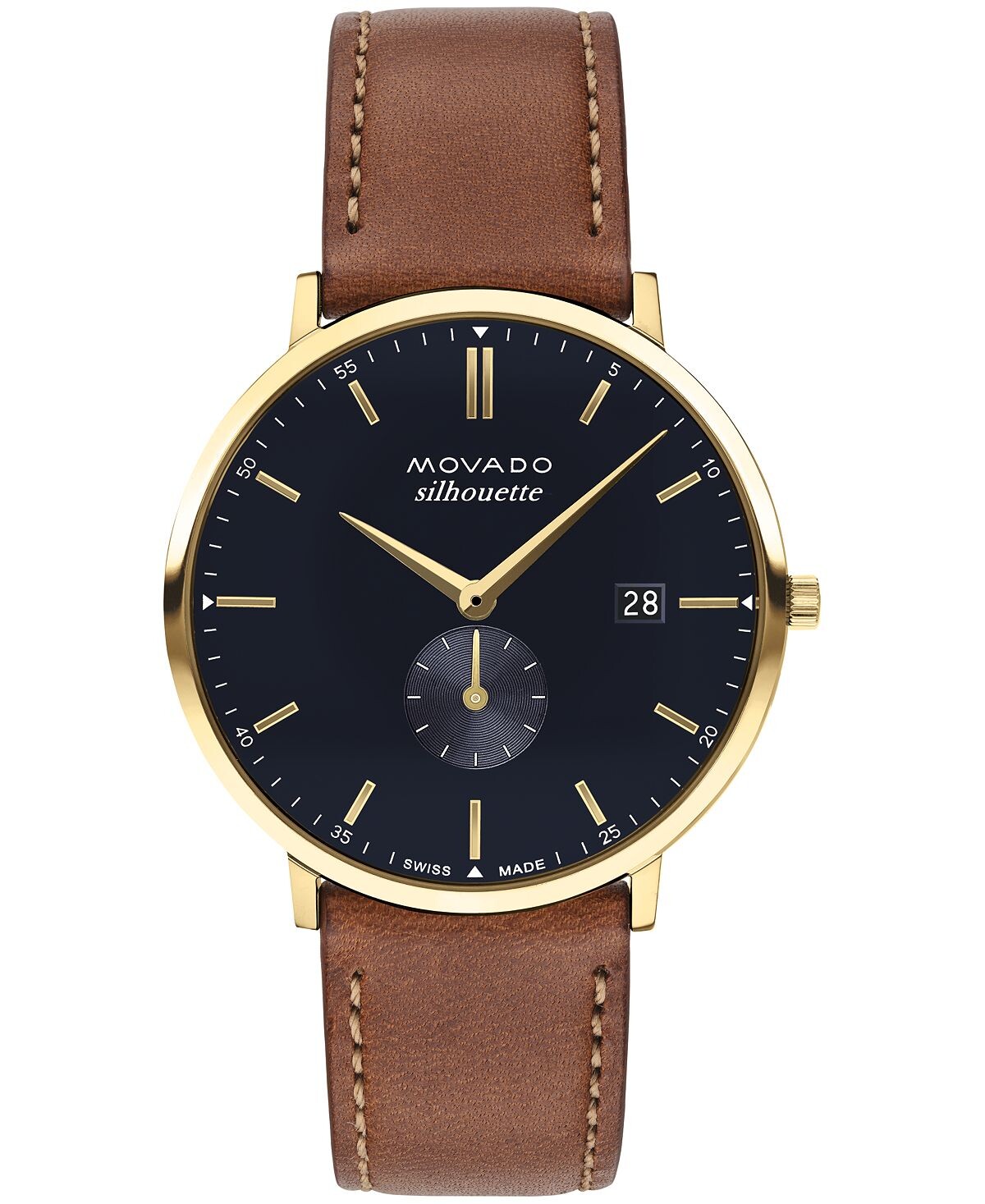 

Мужские часы Heritage с коричневым ремешком из натуральной кожи, 40 мм Movado