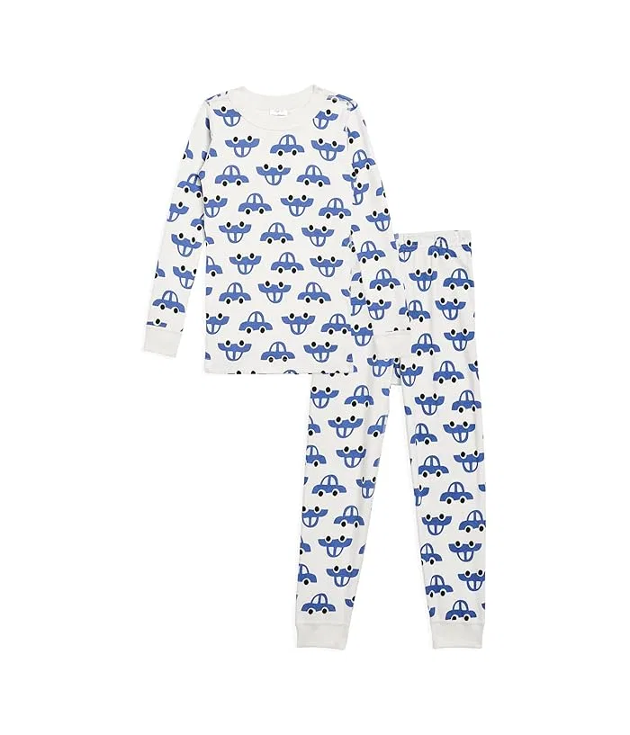 Пижама с динозаврами Long John Pajamas Set Hanna Andersson, Storm Blue/Pink Peony