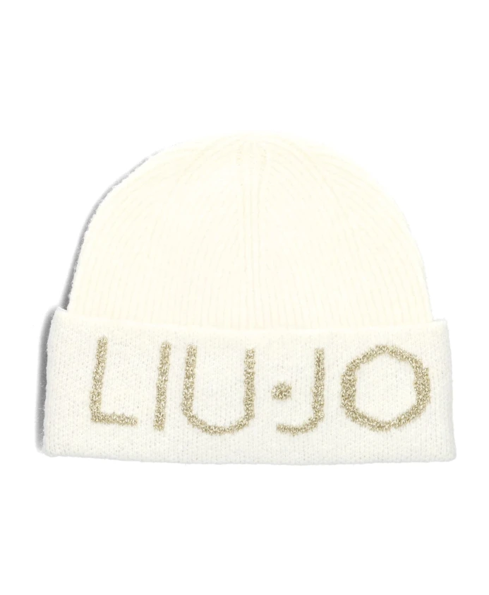 

Женская шапка-бини с логотипом из люрекса Liu Jo, бежевый