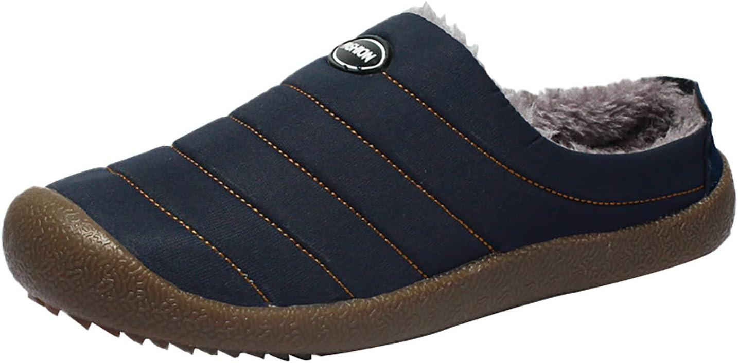 

Женские и мужские домашние тапочки, с утеплителем из меха, зимние, для спальни, для дома и улицы, с нескользящей подошвой Generic, темно-синий