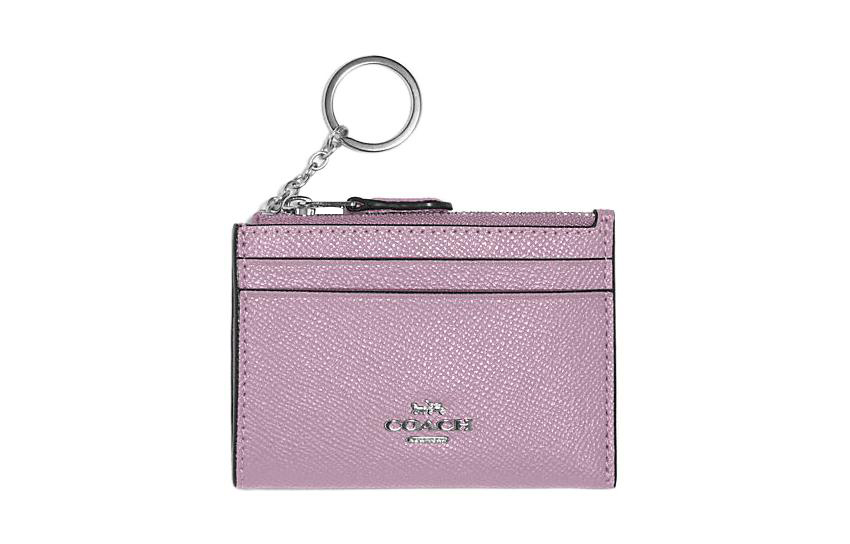 

COACH Узкий кожаный кошелек для документов с держателем карт миниатюрный женский фиолетовый