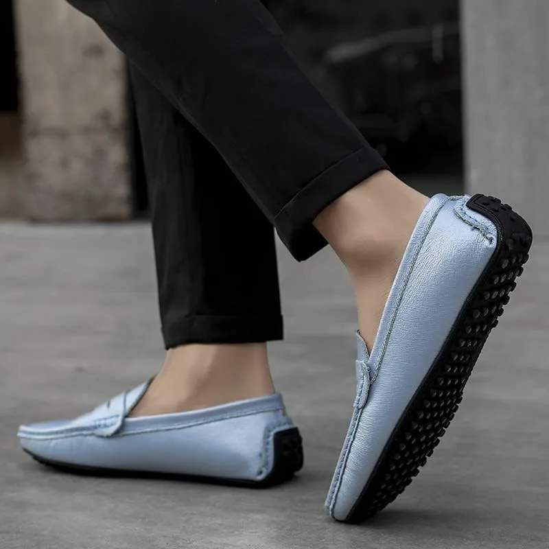 

Мужские классические мокасины Santimon с перемычкой, многокрасочные, для вождения, светло-голубой