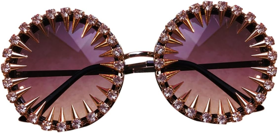 

Солнцезащитные очки CLISPEED Retro круглые с заклепками для женщин, черная оправа, украшенная стразами, винтажный стиль, защита от УФ-излучения, летние очки для использования на открытом воздухе, Black